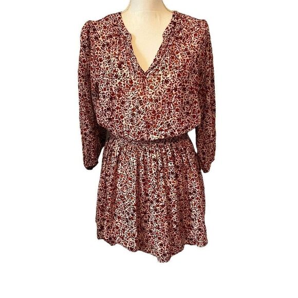 Sundry Red Floral Long Sleeve Cotton Dress Size 2 - Picture 1 of 7